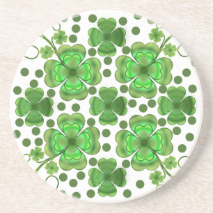 Custom Metallic Green Clover & Swirl Pattern  Coaster