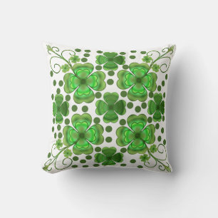 Custom Metallic Green Clover & Swirl Pattern  Cushion
