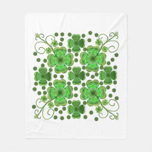 Custom Metallic Green Clover & Swirl Pattern  Fleece Blanket