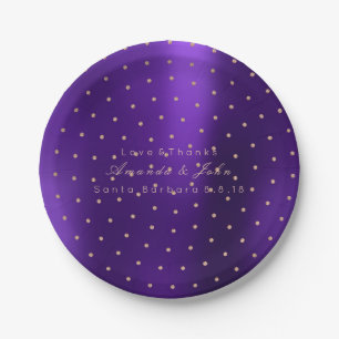 Custom Metallic Swarovski Crystal Purple Plum Dots Paper Plate