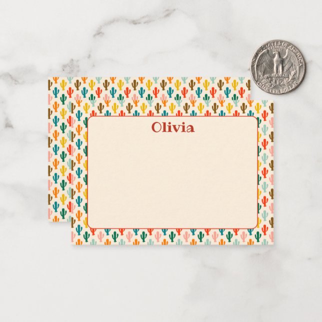 Custom Mexican Cacti Note Card (Front/Back In Situ)