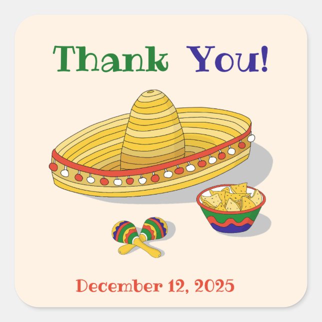 Custom Mexican Fiesta Bachelorette Party  Square Sticker (Front)