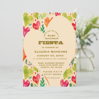 Custom Mexican Fiesta Invite - Pink Yellow Baby Sh