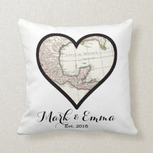 Custom Mexico honeymoon wedding gift couple names Cushion