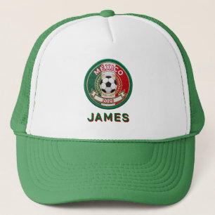 Custom Mexico Soccer Fans Crest Personalised Name Trucker Hat