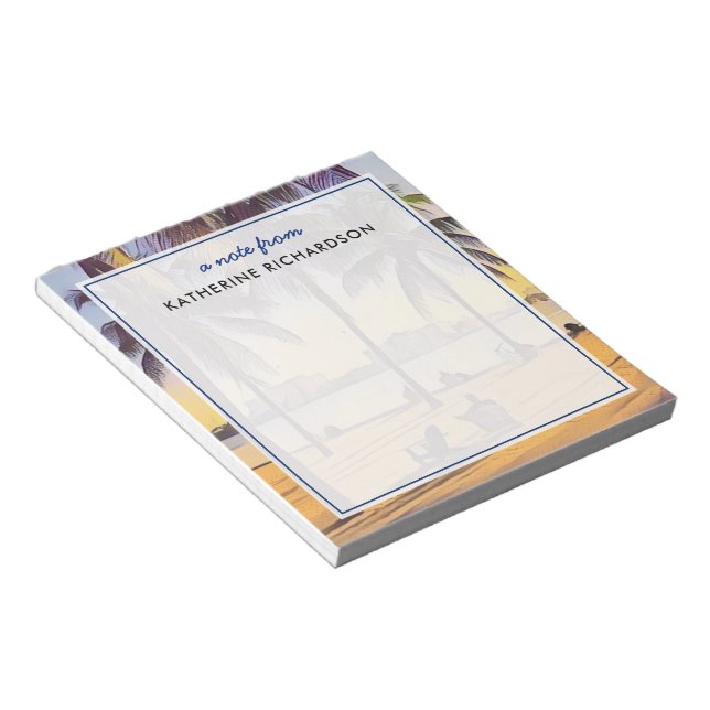 Custom Miami Beach Florida Watercolor Art Notepad (Angled)