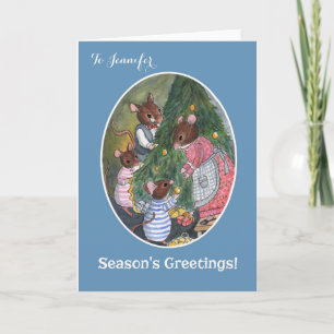 Custom Mice Christmas Tree Season's Greetings Holiday Card