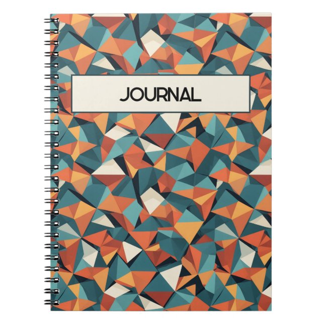 Custom Mid-Century Geometric Teal & Orange Pattern Notebook (Front)