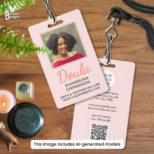 Custom Midwife Blush Pink Birth Postpartum DOULA ID Badge