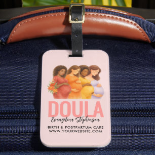 Custom Midwife Blush Pink Birth Postpartum Doula Luggage Tag