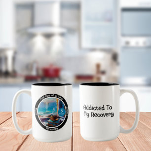 Custom Milestone in Recovery Gift - Ocean Vibes Two-Tone Coffee Mug