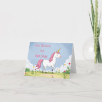 Custom Milestone Unicorn Year/Photo Birthday Card