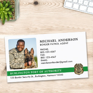 Custom Military Photo Logo Border Patrol Agent Business Card