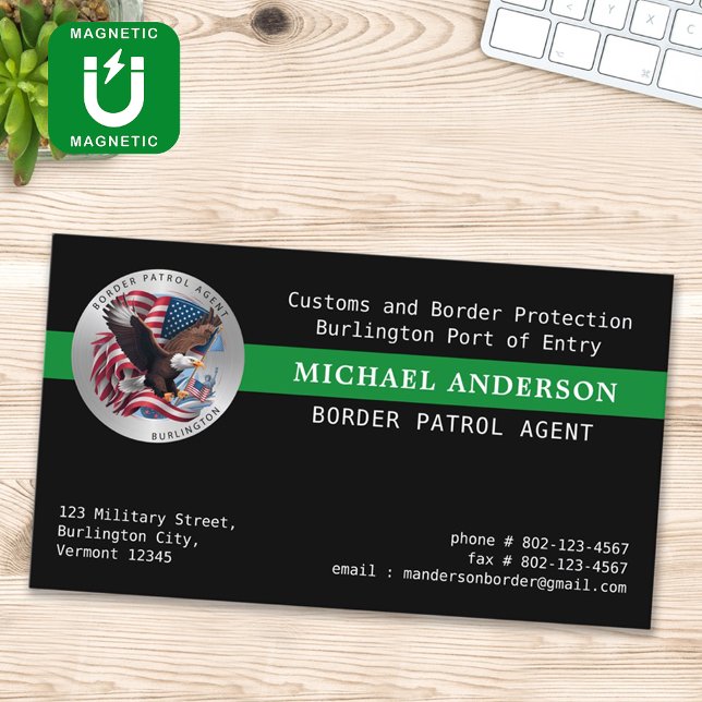 Custom Military Police Game Warden Border Patrol Magnetic Business Card (Creator Uploaded)