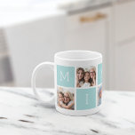 Custom Mima Grandmother 5 Photo Collage Coffee Mug<br><div class="desc">Create a sweet keepsake for grandma with this simple design that features five of your favourite Instagram photos, arranged in a collage layout with alternating squares in pastel mint green, spelling out "Mima" with a heart in the last square. Personalise with favourite photos of her grandchildren for a treasured gift...</div>