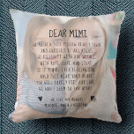 Custom Mimi Message Photo Chic Modern Mother's Day Cushion<br><div class="desc">Show your Mimi your love with this chic, modern photo pillow with your own custom message. With space for two photos, the ability to personalise to any name you might be calling her (Gigi, Nana, Meemaw, Oma, Grandma, etc) and your own names as the sender - this letter on a...</div>