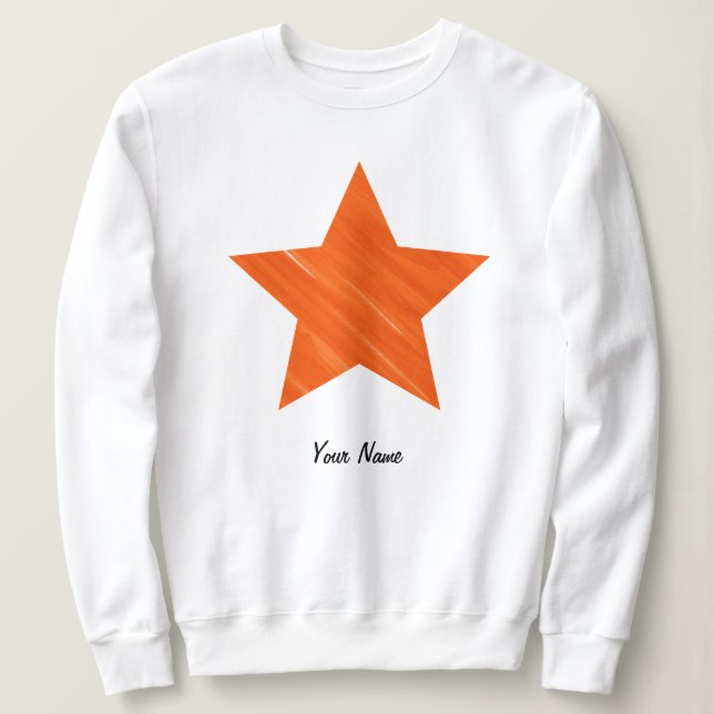 Custom Minimal Cool Aesthetic Orange Star   Sweatshirt (Design Front)