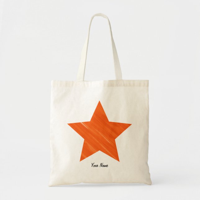 Custom Minimal Cool Aesthetic Orange Star   Tote Bag (Front)
