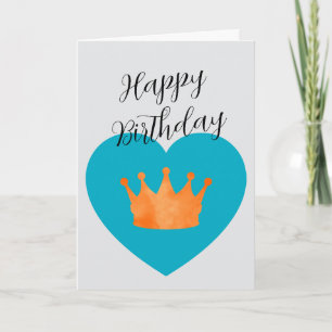 Custom Minimal Geometric Modern Crown Birthday Card