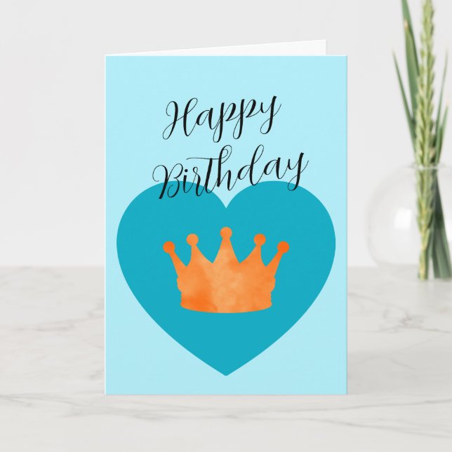 Custom Minimal Geometric Modern Crown Birthday  Card (Front)