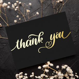   Custom Minimal Modern Cute Heart Black Thank You