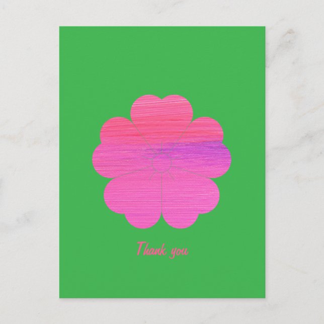 Custom Minimal Modern Geometric Pink Flower Postcard (Front)