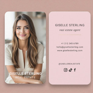 Custom Minimal Modern Realtor Blush Pink Business Card