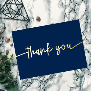 Custom Minimal Modern Script Navy Blue Thank You