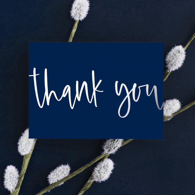   Custom Minimal Modern Script Navy Blue Thank You (Creator Uploaded)