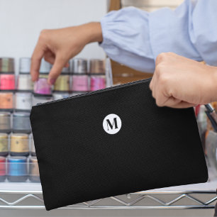 Custom Minimal Monogram Black & White  Accessory Pouch