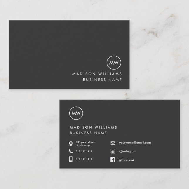 Custom Minimal Monogram Business Card (Front/Back)