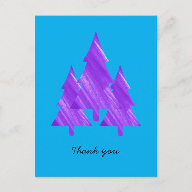 Custom Minimal Mordern Geometric Purple Trees  Postcard (Front)