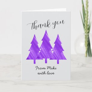 Custom Minimal Mordern Purple Trees Thank you Card