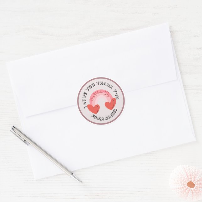 Custom Minimal Round Name and Message Design Classic Round Sticker (Envelope)