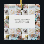 Custom Minimal Simple Photo Collage Grid Ceramic Ornament<br><div class="desc">Custom Minimal Simple Photo Collage Grid Family Christmas Ceramic Ornament</div>