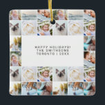 Custom Minimal Simple Photo Collage Grid Ceramic Ornament<br><div class="desc">Custom Minimal Simple Photo Collage Grid Family Christmas Ceramic Ornament</div>