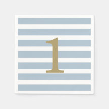 Custom Minimal Stripes Baby Boy Birthday Napkins