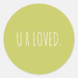 Custom Minimal  You Are Loved Green Classic Round Sticker