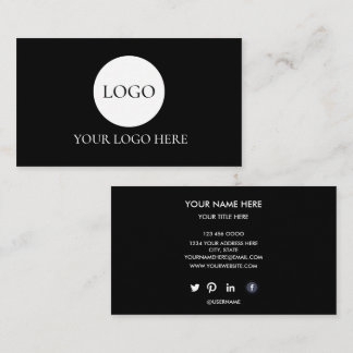 Custom Minimalist ADD your logo black and white Business Card