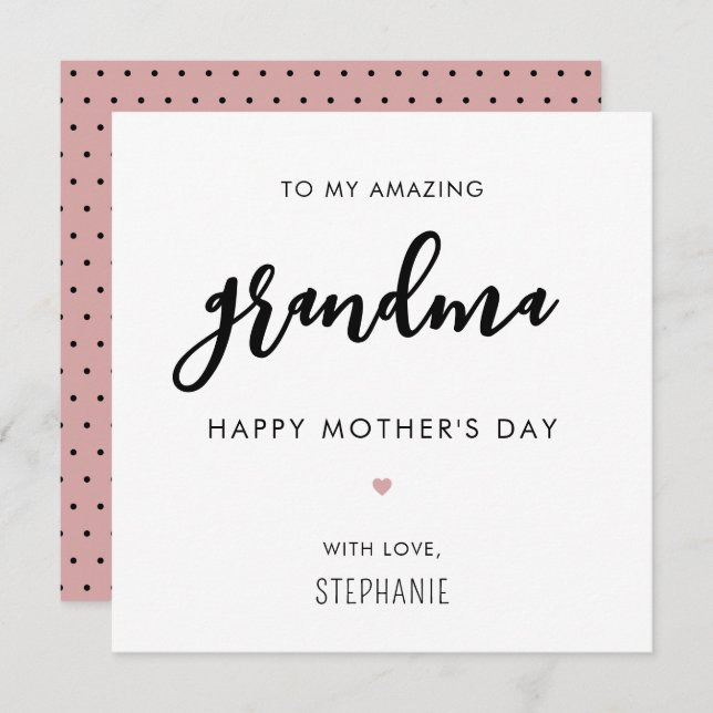 Custom Minimalist and Modern Grandma Mother's Day Card (Front/Back)