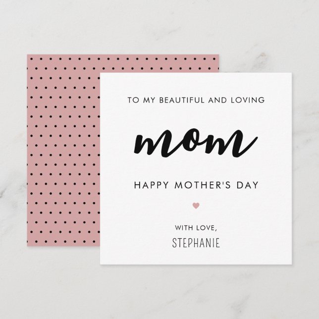 Custom Minimalist and Modern Mum Mother's Day Card (Front/Back)