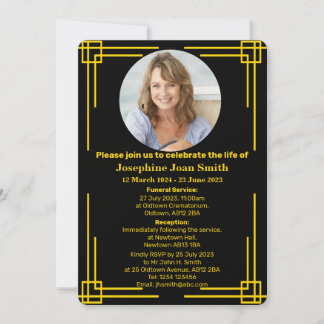 Custom Minimalist Art Deco Frame Funeral Invitation