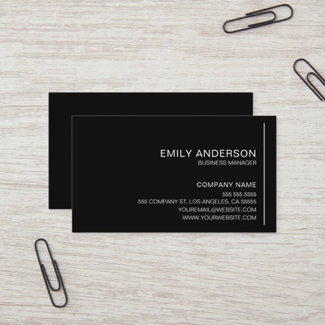 Custom Minimalist Black Professional Business Card (Front/Back In Situ)