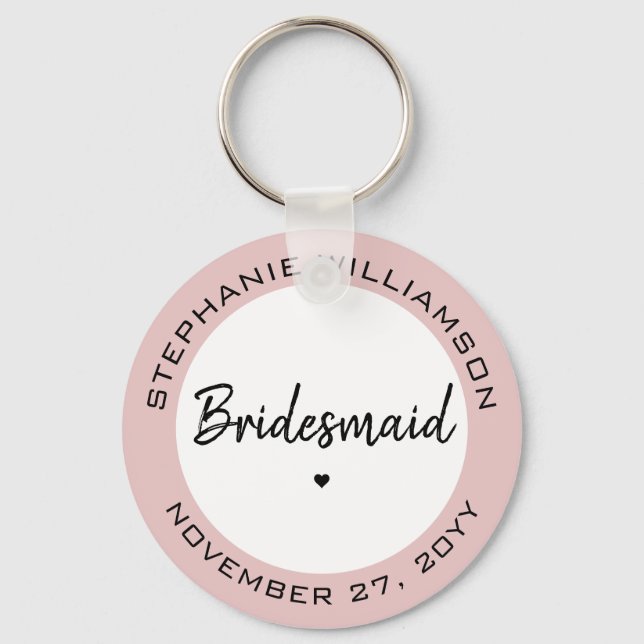Custom Minimalist Bridesmaid Personalized Gift Key Ring (Front)