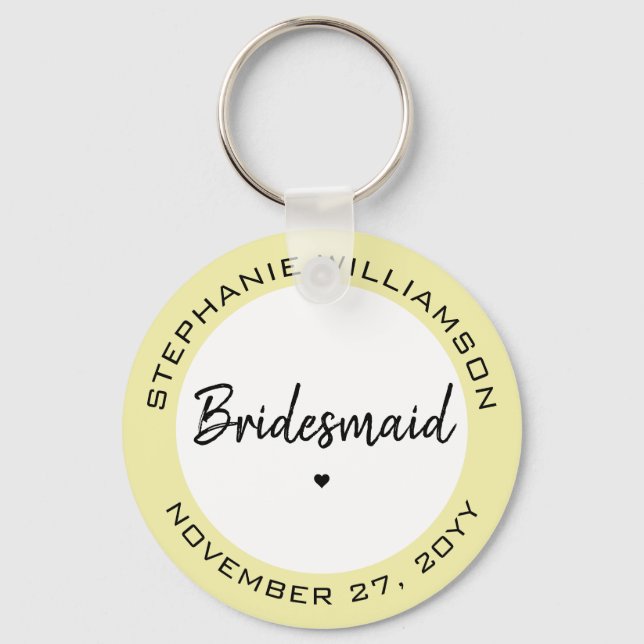 Custom Minimalist Bridesmaid Personalized Gift Key Ring (Front)