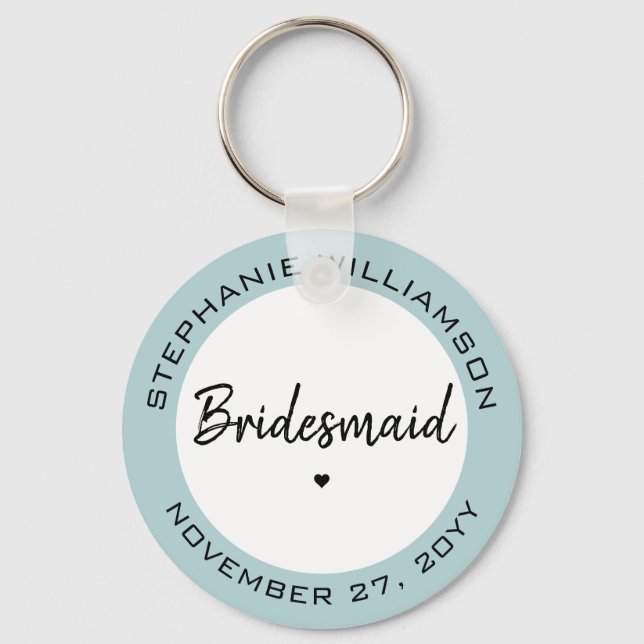 Custom Minimalist Bridesmaid Personalized Gift Key Ring (Front)