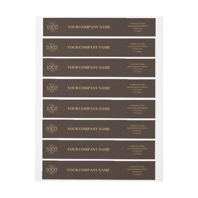 Custom Minimalist Brown Business Logo Branded Wrap Around Label (Sheet)
