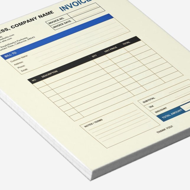 Custom Minimalist Business Invoice Sales Receipt Notepad (Modern Small Business Invoice Sales Receipt Gray Notepad)