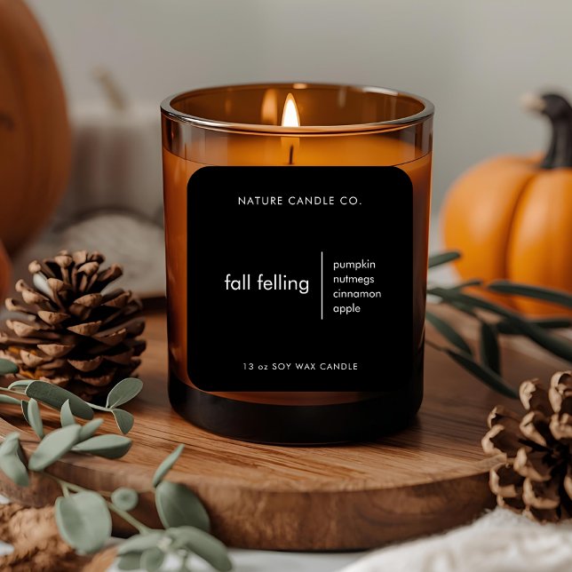 Custom Minimalist Candle | Black & White Fall Square Sticker (Creator Uploaded)