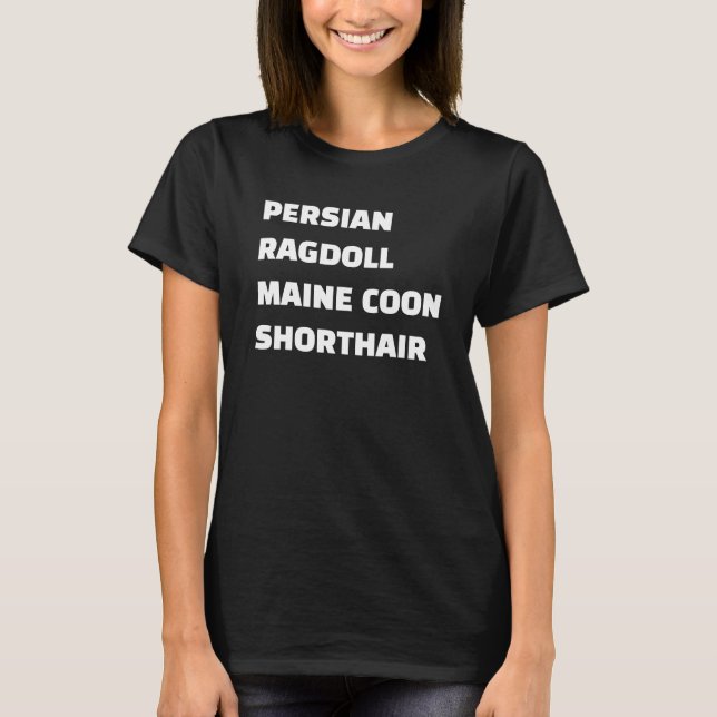 Custom Minimalist Cat Lover Breeds T-Shirt (Front)